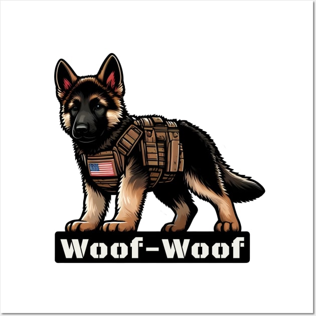 Tactical German Shepard Puppy Wall Art by Rawlifegraphic